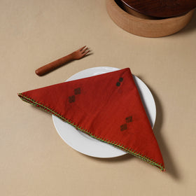  Red Jacquard Cotton Hand Embroidery Table Napkin 10
