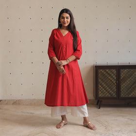  Jacquard Cotton A-Line Kurta for Women