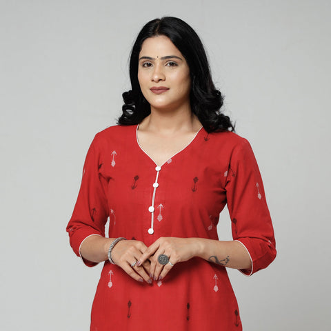  Jacquard Cotton Long Kurta for Women
