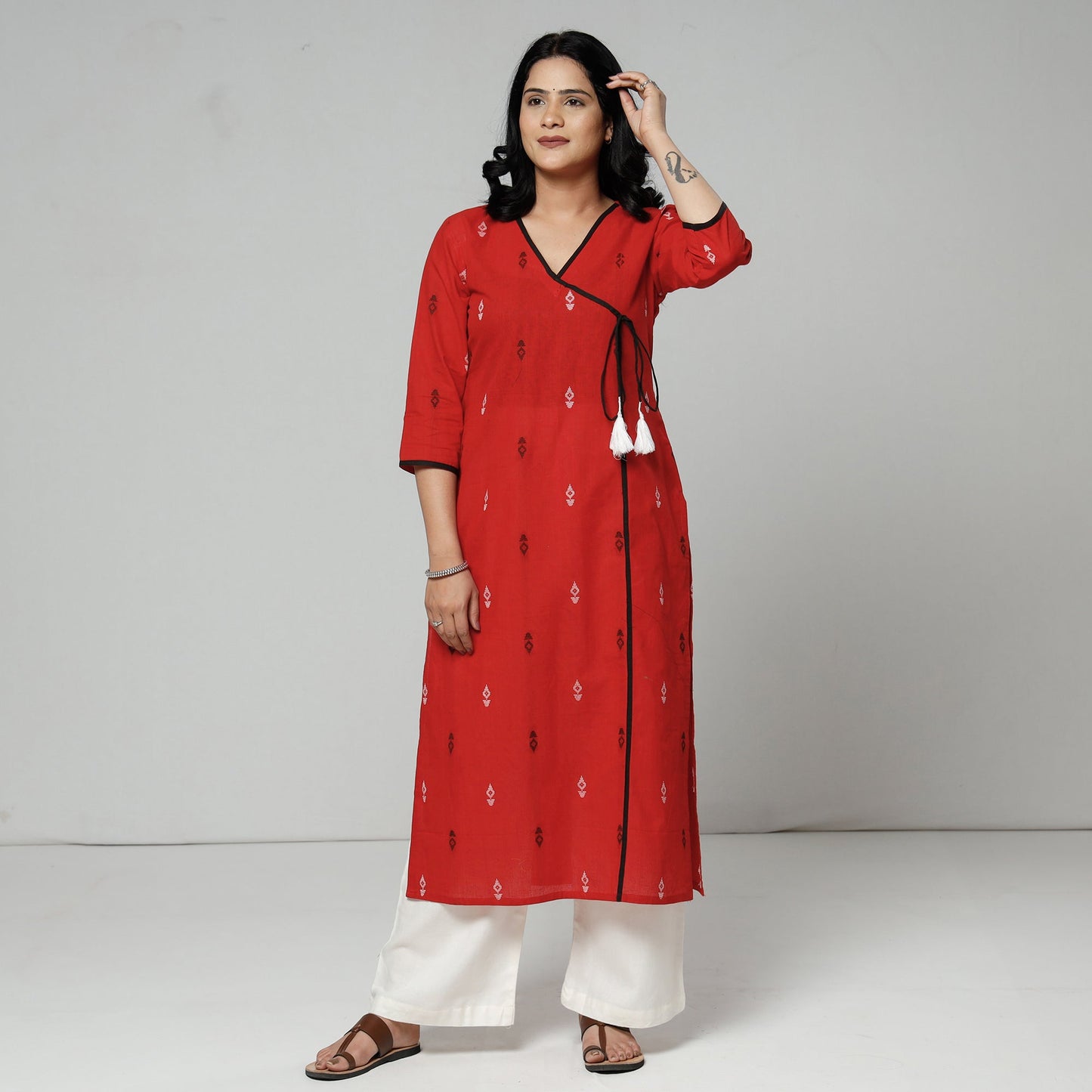 Buy Jacquard Cotton Long Kurta for Women