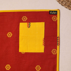 Red Jacquard Cotton Table Mat With Pocket