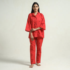 Buy Jacquard Cotton Top & Pyjama Night Suit Set Online at iTokri.com