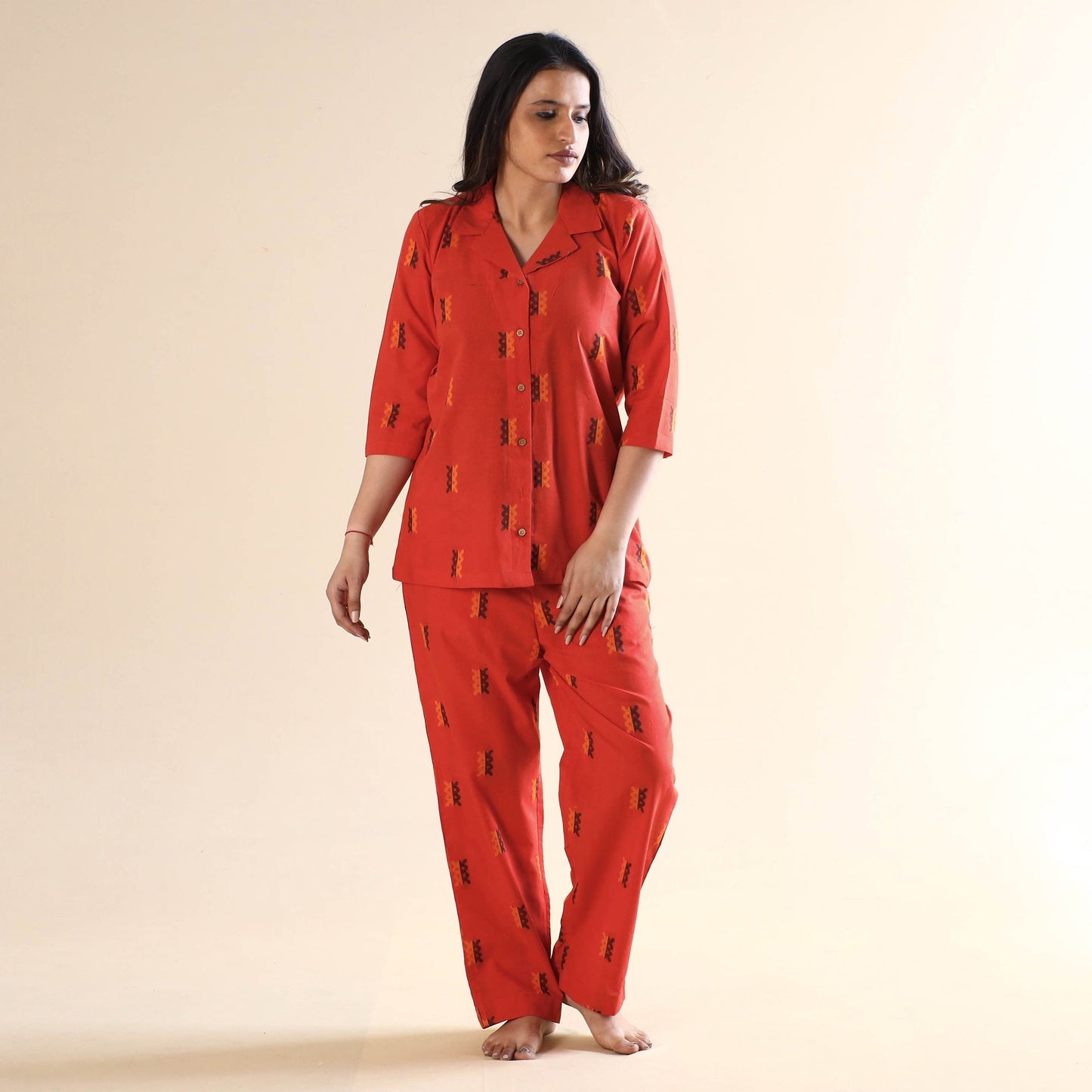 Buy Jacquard Cotton Top & Pyjama Night Suit Set Online at iTokri.com