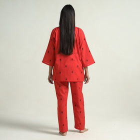 Buy Jacquard Cotton Top & Pyjama Night Suit Set Online at iTokri.com