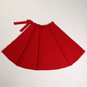 Red - jacquard cotton wrap around skirt 22 - handcrafted