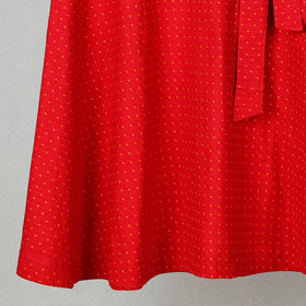 Red - jacquard cotton wrap around skirt 22 - handcrafted