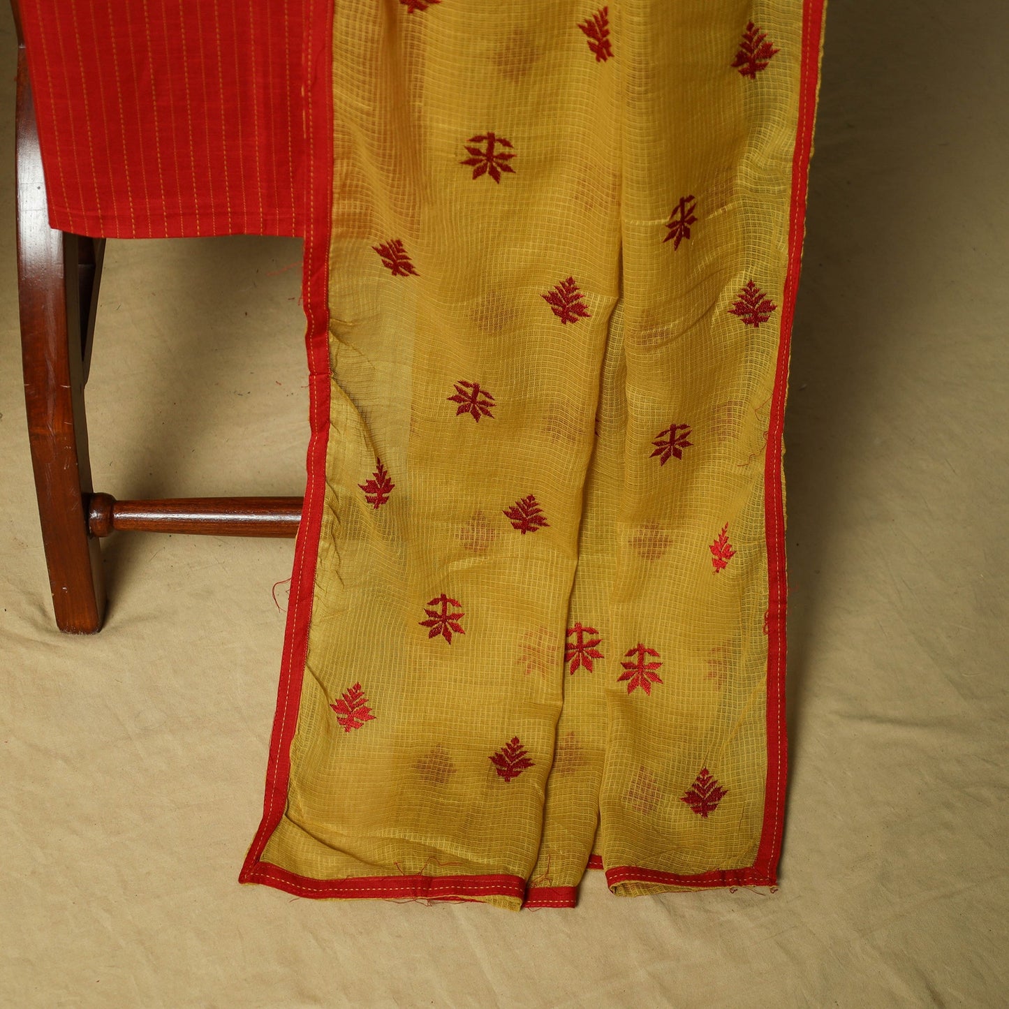 Jacquard embroidered cotton 3pc unstitched dress material