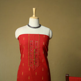 Jacquard embroidered cotton 3pc unstitched dress material