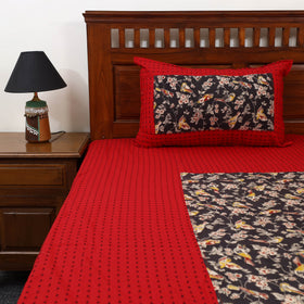 Jacquard with Kalamkari Patch Cotton Bedsheet Set