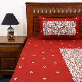 Buy Jacquard with Kalamkari Patch Cotton Bedsheet Set