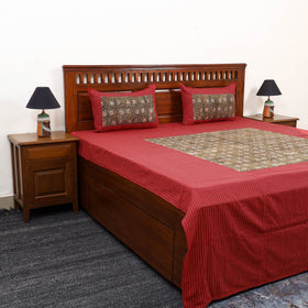 Buy Jacquard with Kalamkari Patch Cotton Bedsheet Set