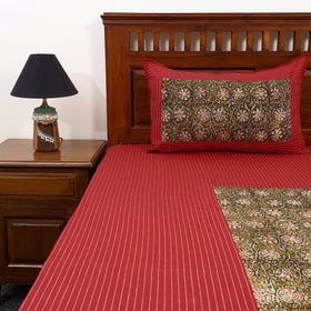 Buy Jacquard with Kalamkari Patch Cotton Bedsheet Set
