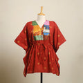 Buy Red Jacquard Kantha Mosaic Fusion Cotton Kaftan