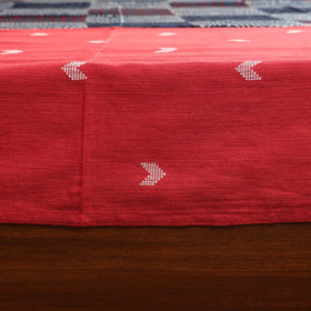 Red Jacquard with Ajrakh Modal Silk Patch Cotton Bedsheet Set