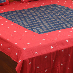 Red - jacquard with modal silk patch cotton bedsheet set 04