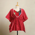 Buy Red Jacquard Mosaic Fusion Cotton Kaftan