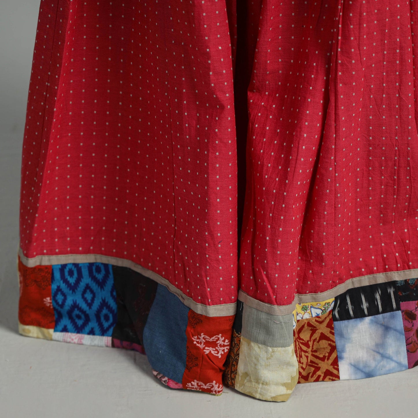 Red - Jacquard Patchwork 24 Kali Cotton Long Skirt 35