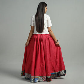 Red - Jacquard Patchwork 24 Kali Cotton Long Skirt 35
