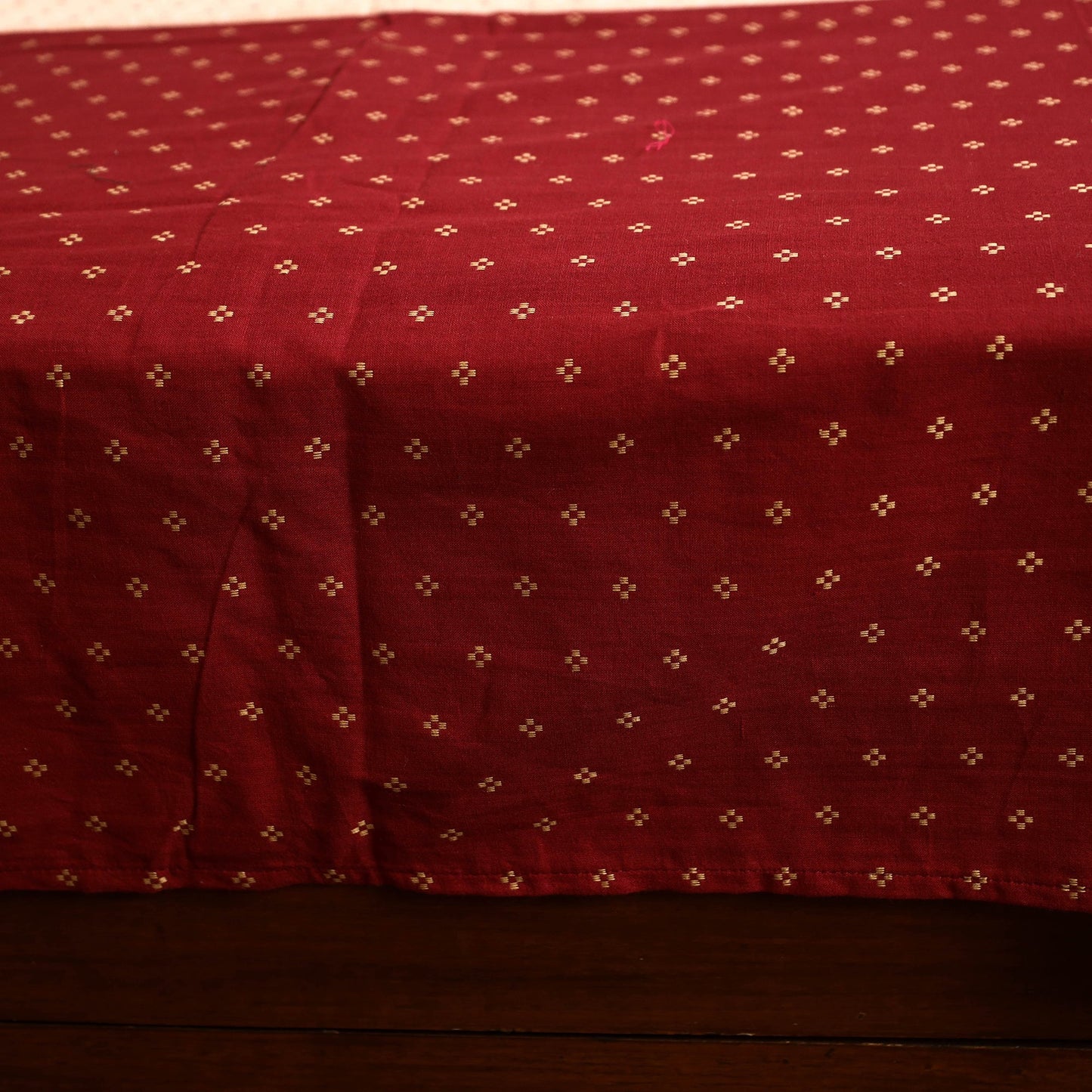 Red - jacquard patchwork cotton double bed cover