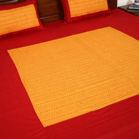 Red - jacquard patchwork cotton double bed cover