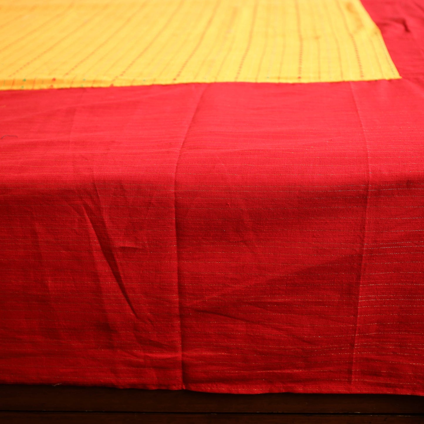 Red - jacquard patchwork cotton double bed cover