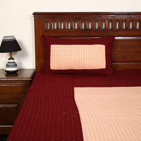 Red - jacquard patchwork cotton double bed cover