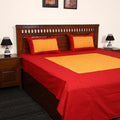 Red - jacquard patchwork cotton double bed cover