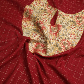 Buy Red Jacquard Patchwork Cotton Kurta Material