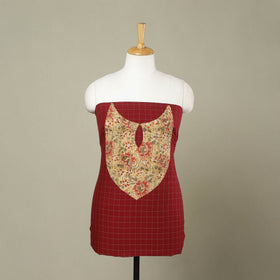 Buy Red Jacquard Patchwork Cotton Kurta Material