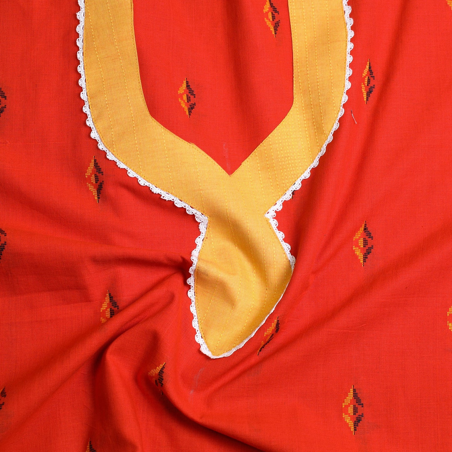 Buy Red Jacquard Patchwork Cotton Kurta Material