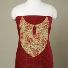 Buy Red Jacquard Patchwork Cotton Kurta Material