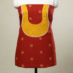 Buy Red Jacquard Patchwork Cotton Kurta Material