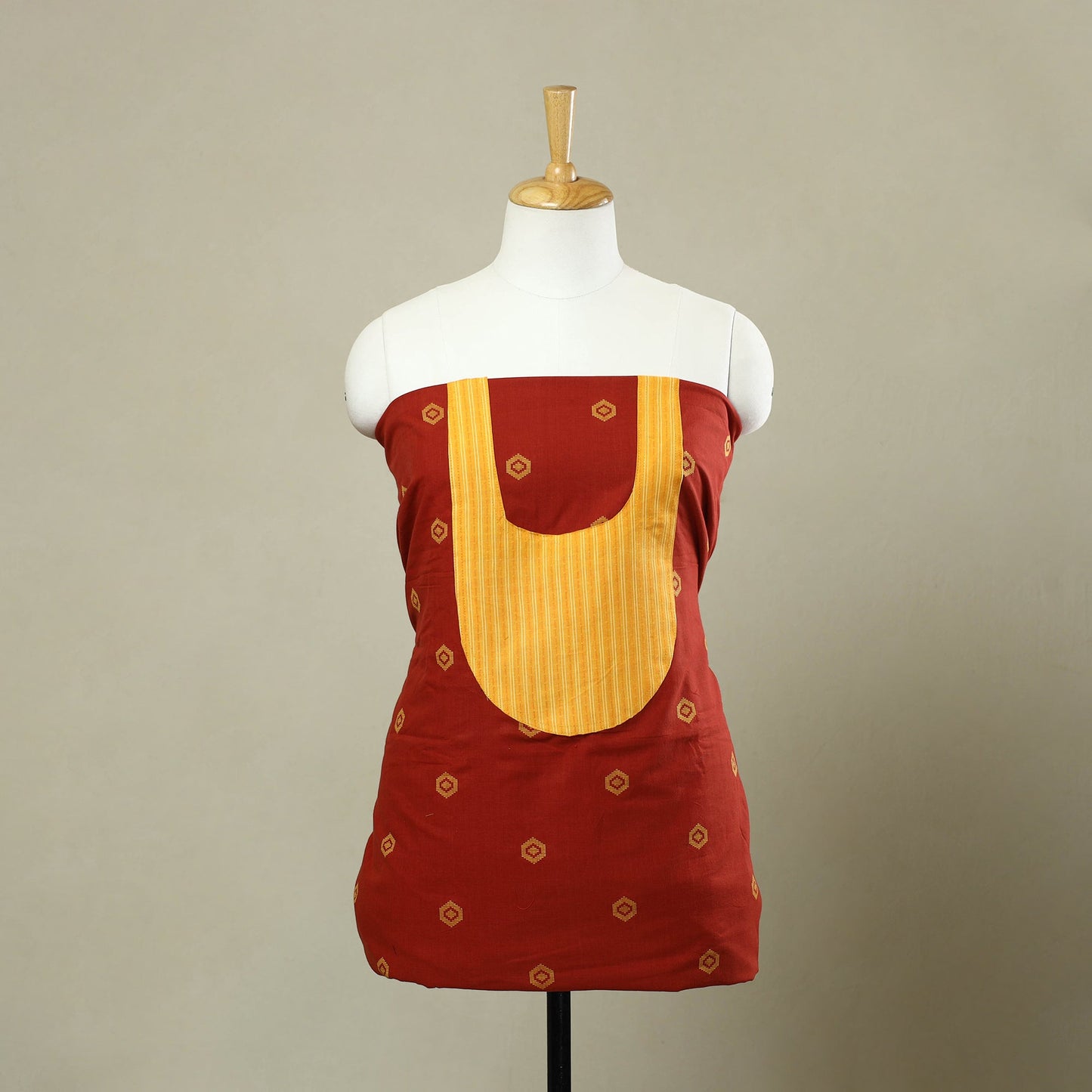 Buy Red Jacquard Patchwork Cotton Kurta Material