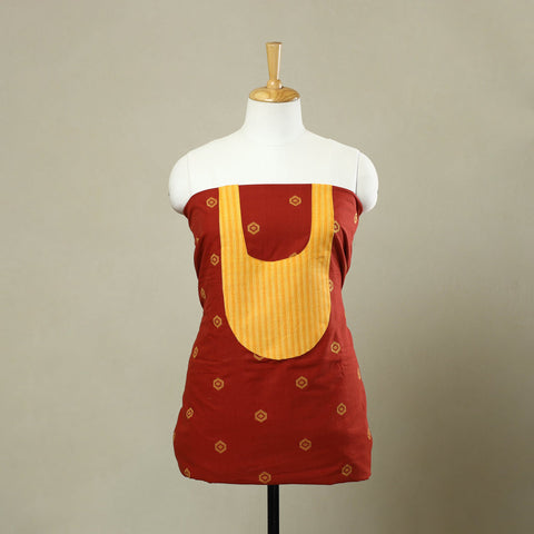 Buy Red Jacquard Patchwork Cotton Kurta Material