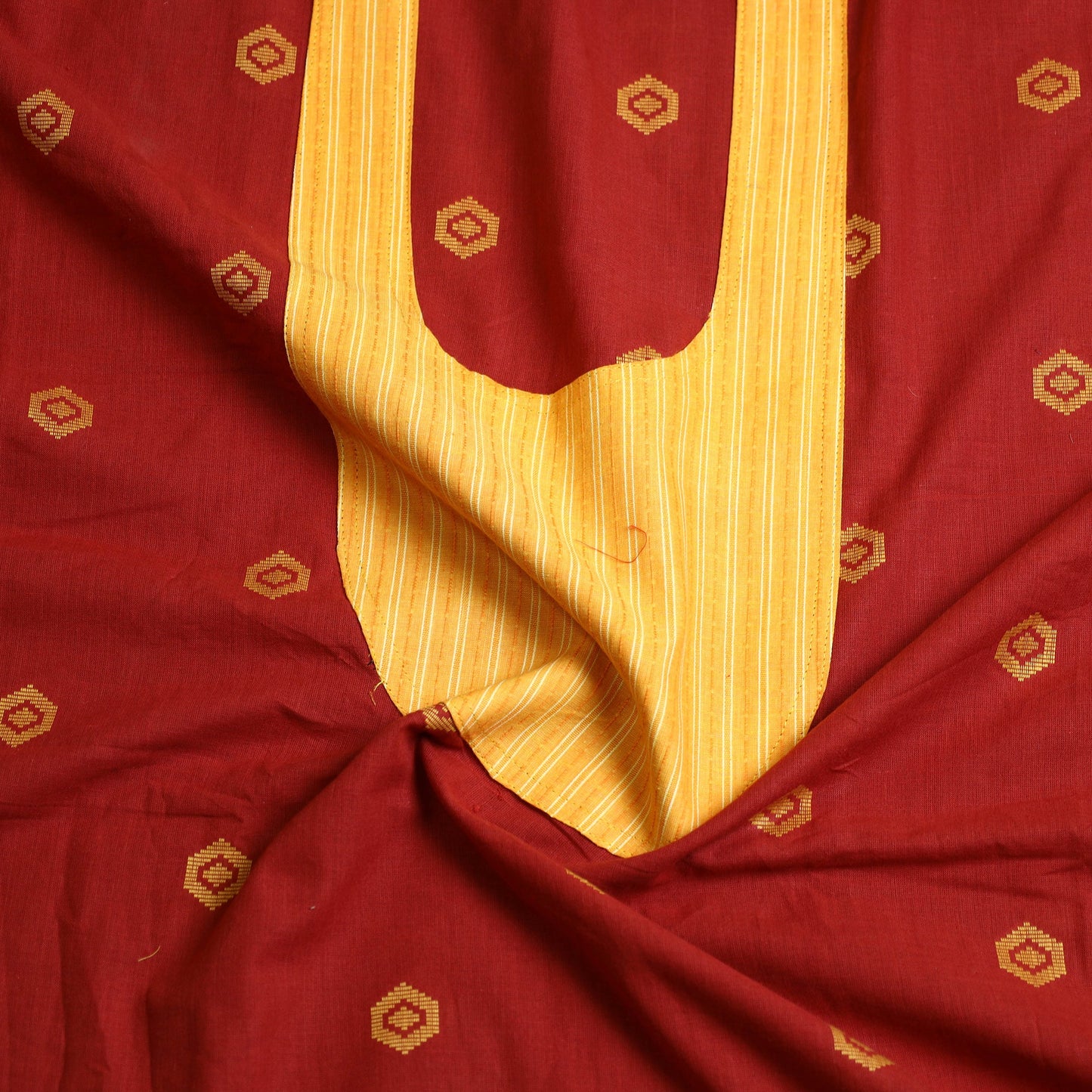 Buy Red Jacquard Patchwork Cotton Kurta Material