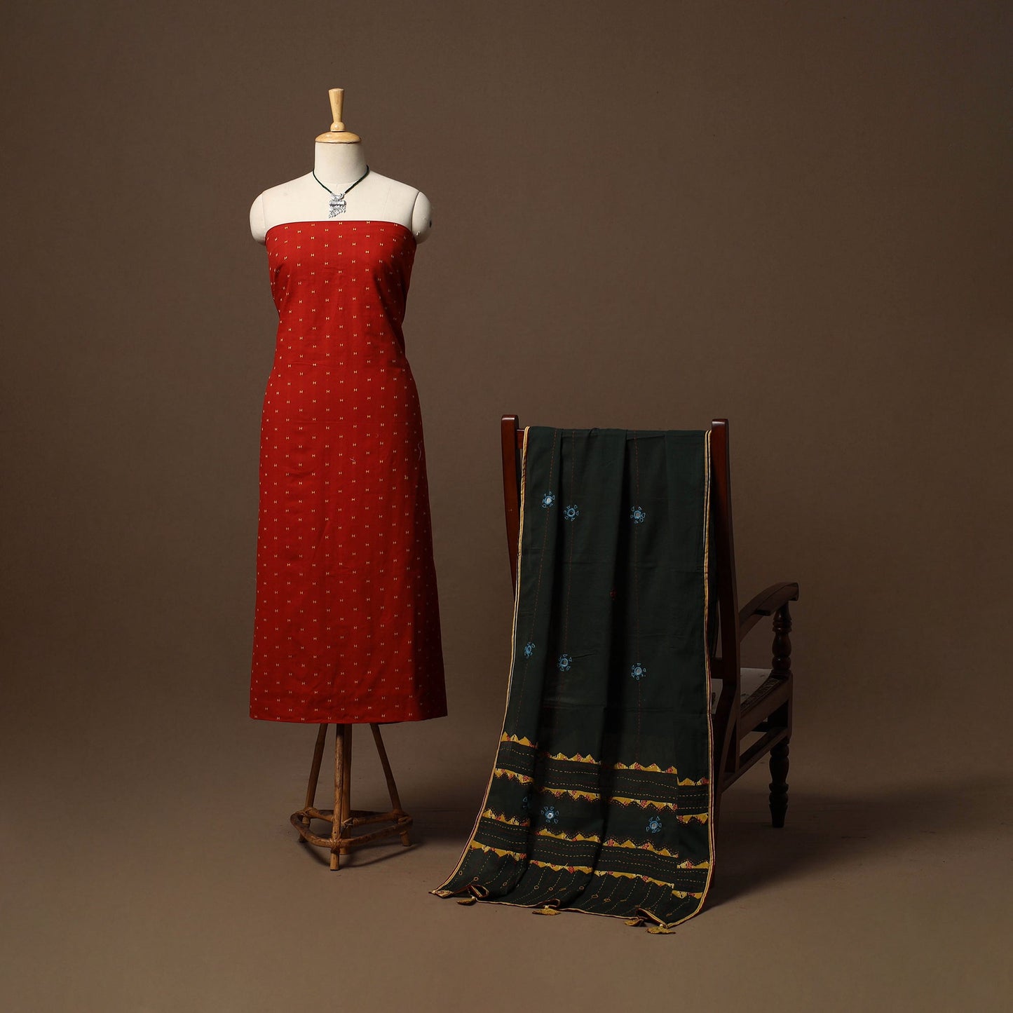 Jacquard weave cotton 2pc unstitched dress material