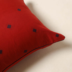 Red - jacquard weave cotton cushion cover 03 - handcrafted