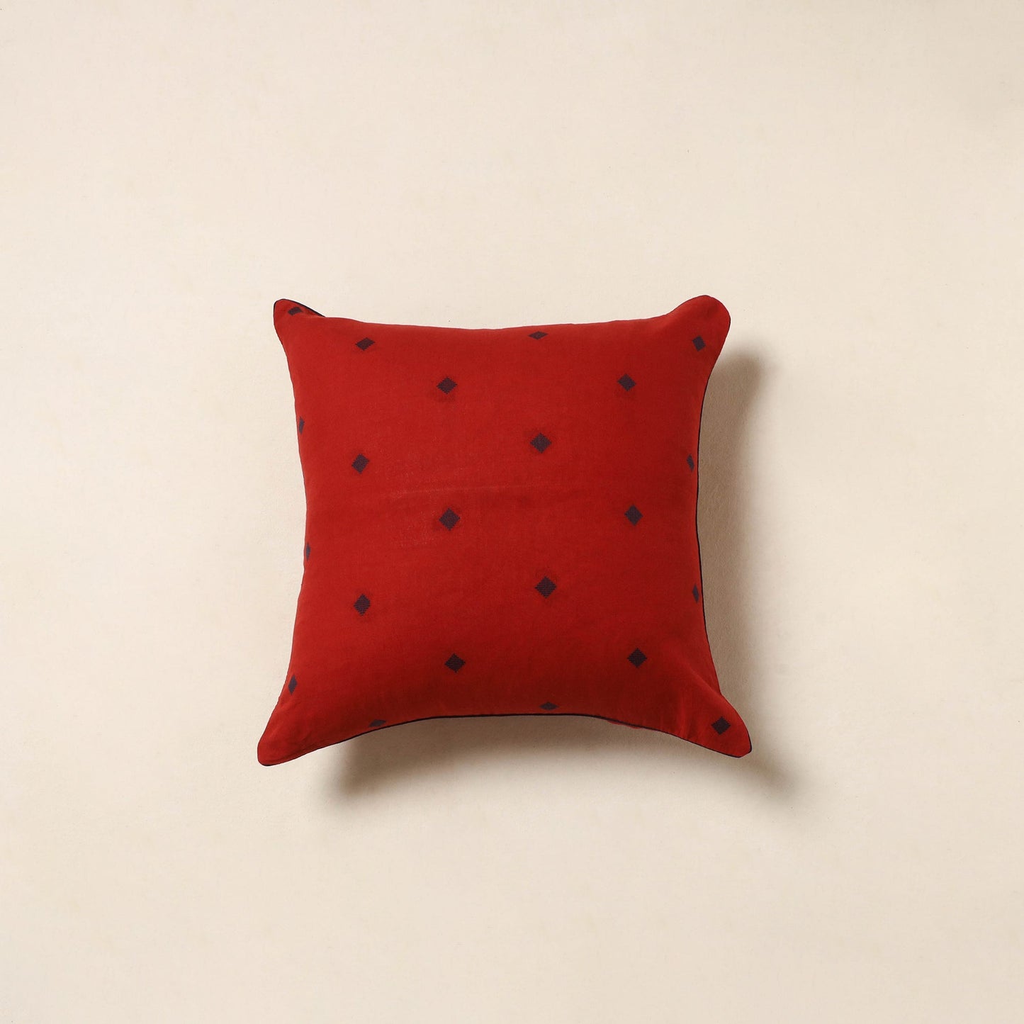 Red - jacquard weave cotton cushion cover 03 - handcrafted