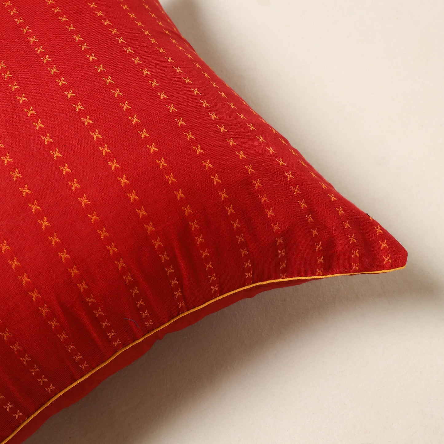 Red - jacquard weave cotton cushion cover 08 - handcrafted