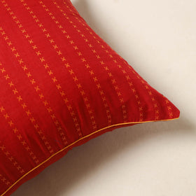Red - jacquard weave cotton cushion cover 08 - handcrafted