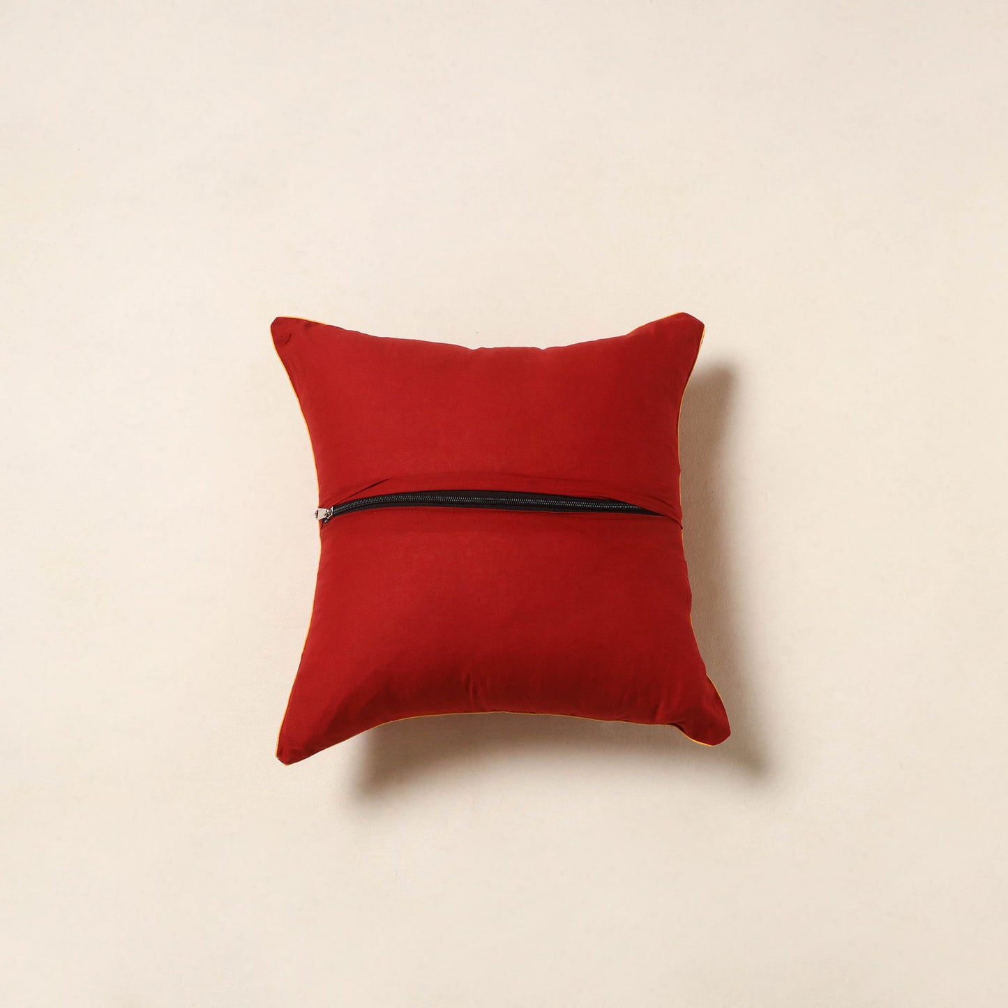 Red - jacquard weave cotton cushion cover 08 - handcrafted