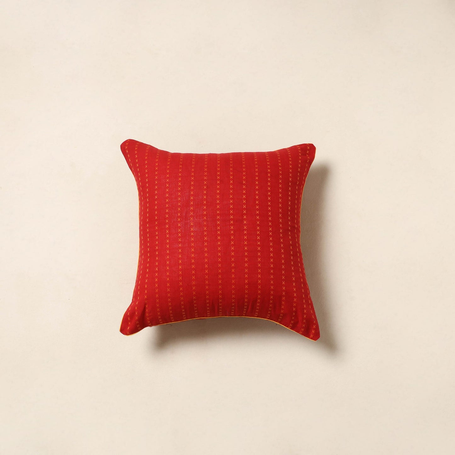Red - jacquard weave cotton cushion cover 08 - handcrafted