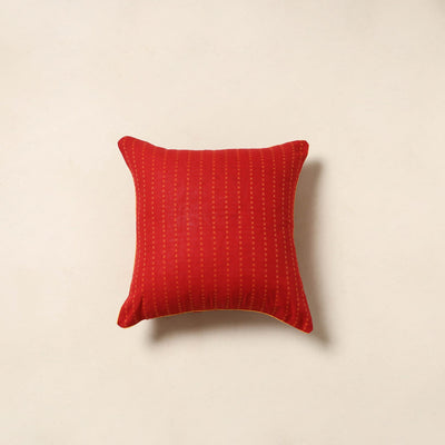 Red - jacquard weave cotton cushion cover 08 - handcrafted