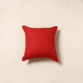 Red - jacquard weave cotton cushion cover 08 - handcrafted