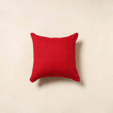 Red - jacquard weave cotton cushion cover 15 - handcrafted