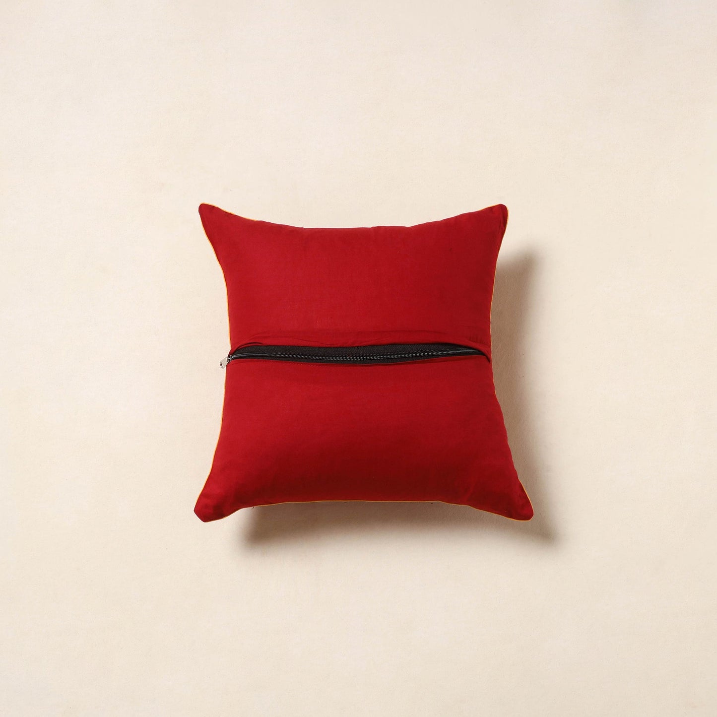 Red - jacquard weave cotton cushion cover 17 - handcrafted