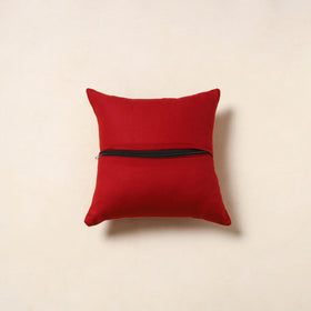 Red - jacquard weave cotton cushion cover 17 - handcrafted