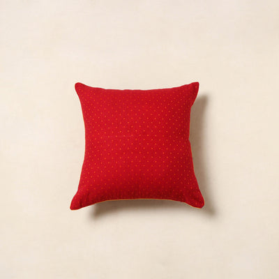 Red - jacquard weave cotton cushion cover 17 - handcrafted