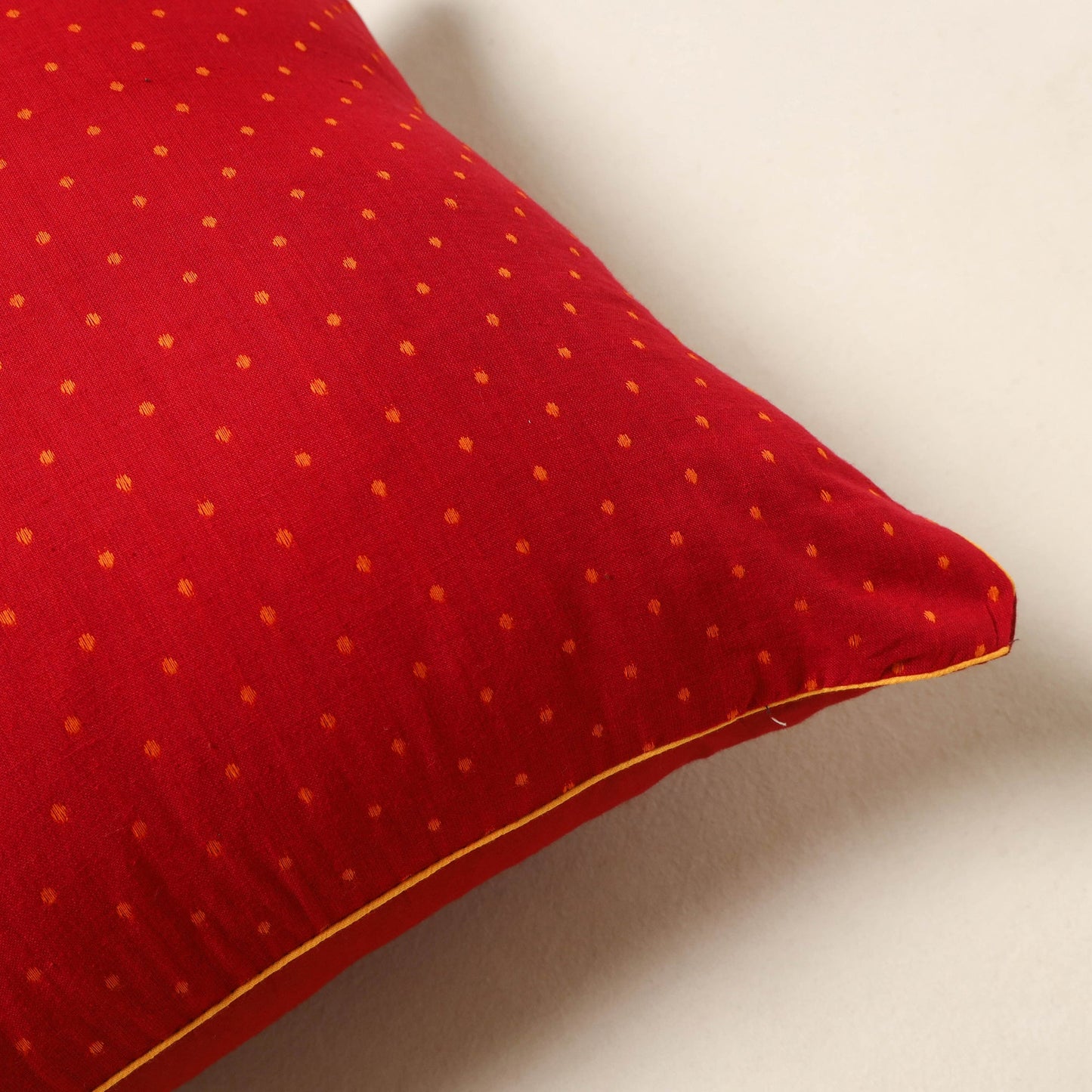 Red - jacquard weave cotton cushion cover 17 - handcrafted