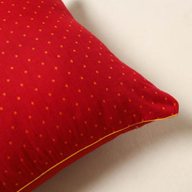 Red - jacquard weave cotton cushion cover 17 - handcrafted